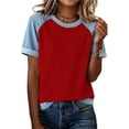 thumbnail image 2 of Camisetas de Manga Larga de Verano para Mujeres de Cuello Redondo de Manga Corta de Color Sólido, Camisetas de Manga Corta de Verano para Mujeres, 2 of 5