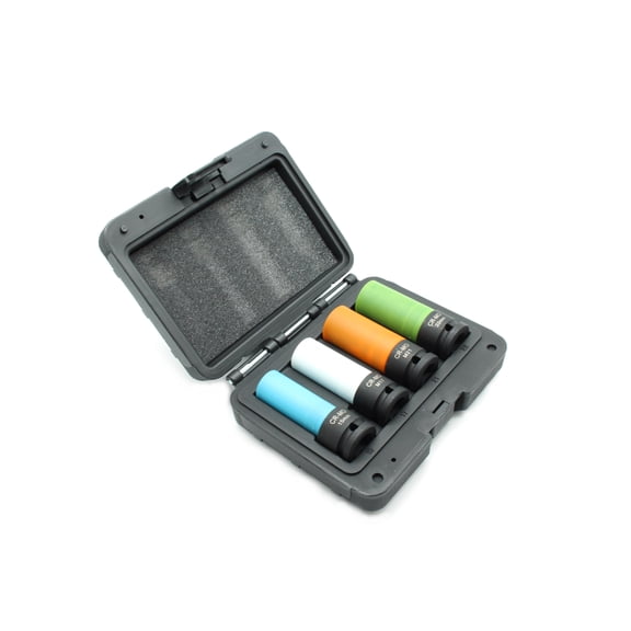 TEMO 4pc Wheel Impact Socket 1/2" Drive 3.35 Inch Long: 15-M17-M21-22