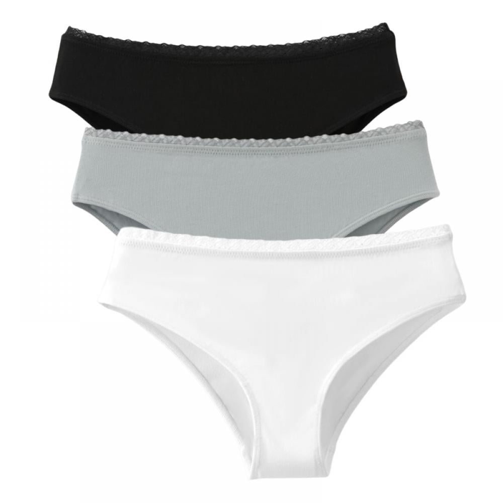 Women's Cotton Underwear Mid Low Rise Full Briefs Breathable Ladies Regular  Plus Size Panties M-2XL(3-Packs) 