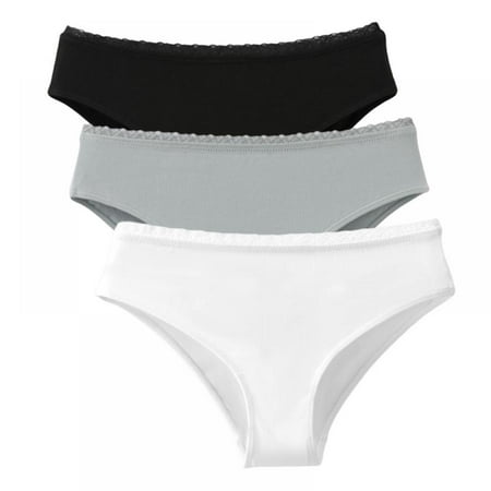 

Valcatch Women’s Underwear Cotton Panties Soft Ladies Lace Trim Underwear Mid Waisted Briefs 3 pack