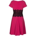thumbnail image 2 of Mikael Aghal Women's Fuchsia Laced Short Sleeve Dress, 2 of 4