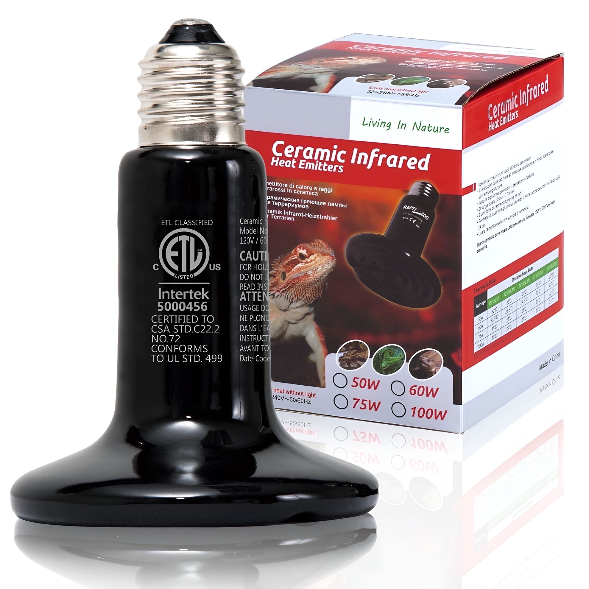 HIBIBUD 2026 New Reptile Heat Lamp Bulb 100W,Ceramic Infrared Heat Emitter,No Light & No Disturbing Black for Terrarium,Vivarium,Reptile Tank,Pet Room,Zoo