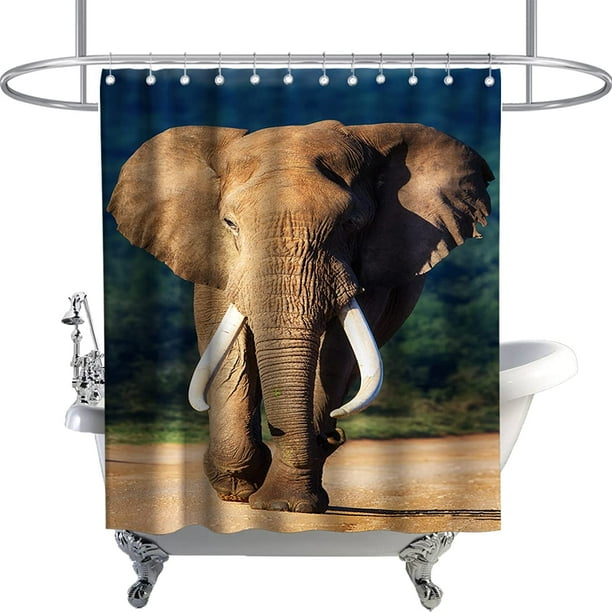 SPXUBZ Elephant Shower Curtain Wild Animal Brown Elephants Safari Large