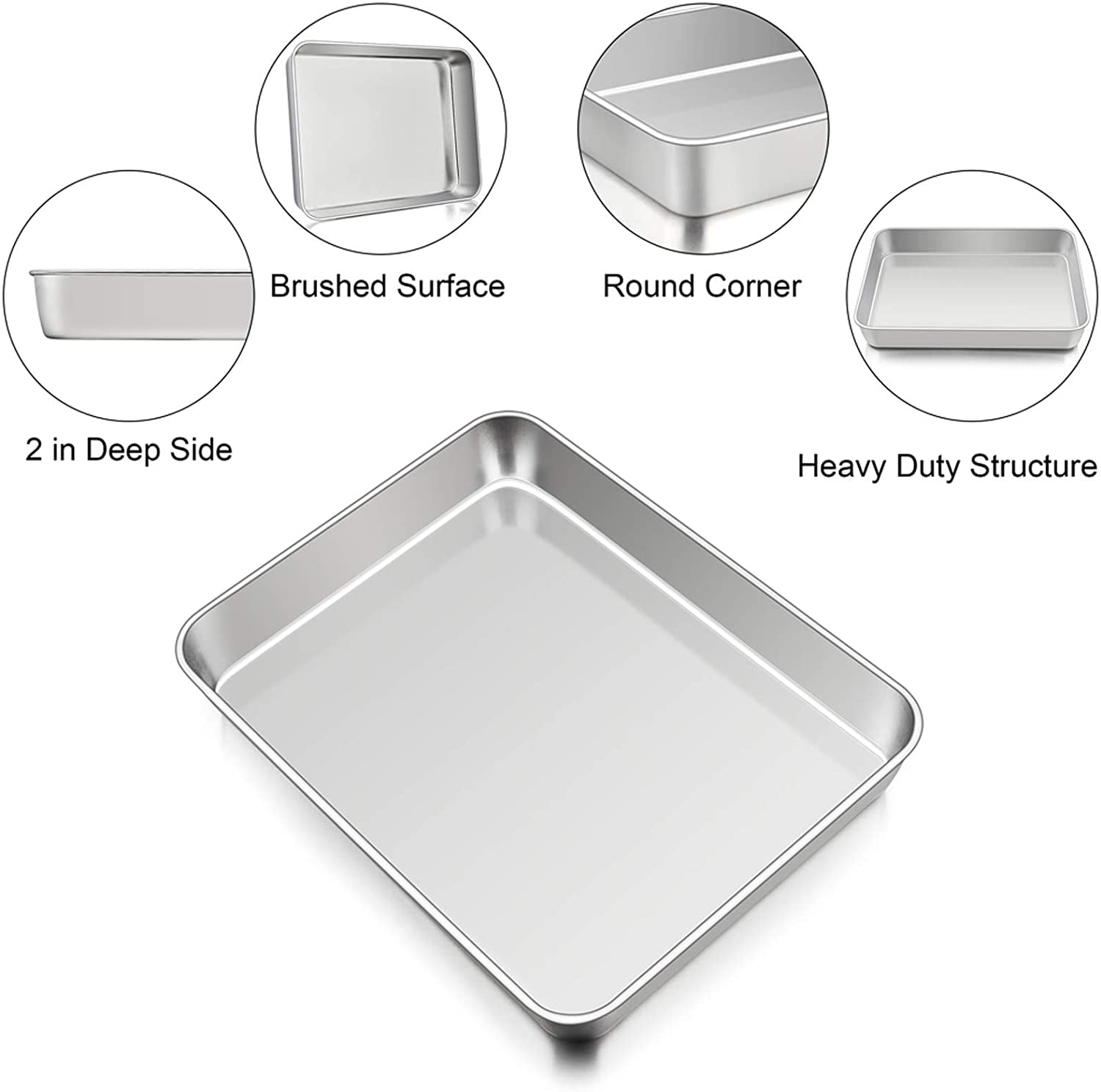 Baking Sheet Set of 2, Baking Pans Tray Cookie Sheet Stainless Steel, Non Toxic & Healthy, Mirror Finish & Rust Free, Easy Clean & Dishwasher Safe Casewin
