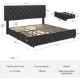 thumbnail image 2 of Ourlova King Size Bed Frame with 4 Storage Drawers and Adjustable Headboard Linen Upholstered Platform Bed Frame Diamond Stitched Button Tufted No Box Spring Needed Black, 2 of 7