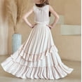 thumbnail image 4 of EnJoCho Girls Boho Lace Flower Dresses Spaghetti Strap A-Line Ruffl𝖾 Tiere𝖽 Fl𝗈wy Wedding Par𝗍y Maxi Dress with Pockets, 4 of 5