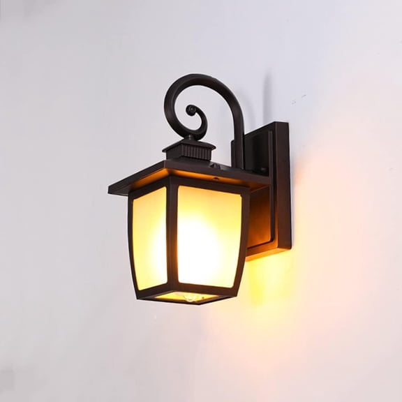 Waterproof Outdoor Wall Light Fixture Antique Lantern Exterior Wall Sconce, IP43 Outside Wall Lamp with Glass Shade, Porch Lighting Fixtures Wall Mount for Garage Yard