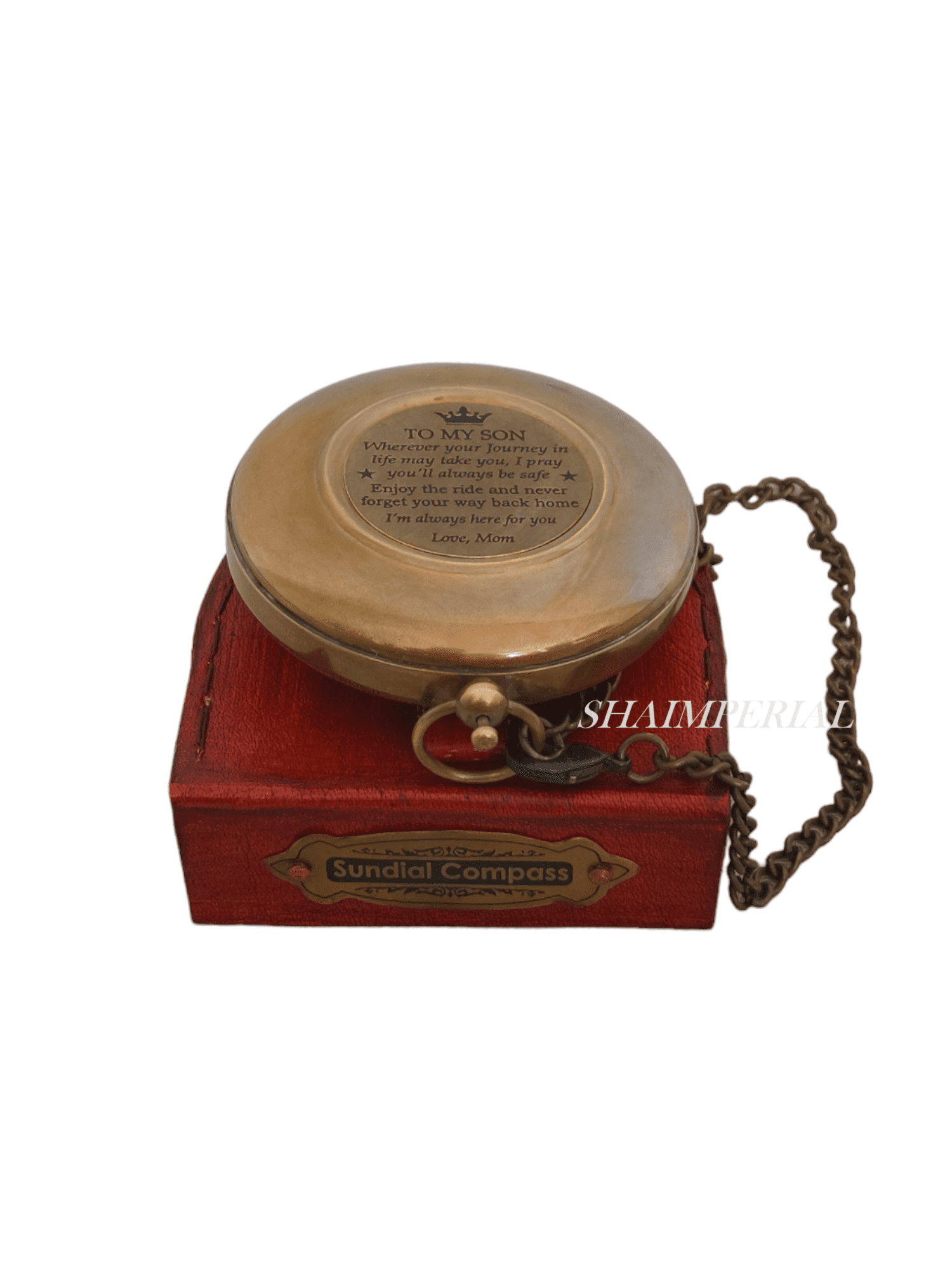 to My Son Compass Personalized Sundial Compass with Leather Case/Gift for SonUnique Gift for Men Beautiful Handmade Sundial Clock Sun Clock Steampunk Clock for Him Antique Decor, Directional Magnetic
