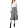 thumbnail image 2 of INSPIRE CHIC Women's High Waist Skirt Herringbone Knit Pattern Midi Skirt S Grey, 2 of 6