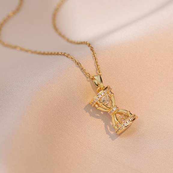 NICKSUN Necklace Micro Inlaid Cubic Zirconia Hourglass Necklace Pendant necklace Clavicle Chain Daily Wear