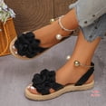 thumbnail image 6 of UTTOASFAY Women Shoes Summer Women Flat String Bead Sandals Bohemian Style Flower Buckle Strap Shoes Black 8.5, 6 of 9