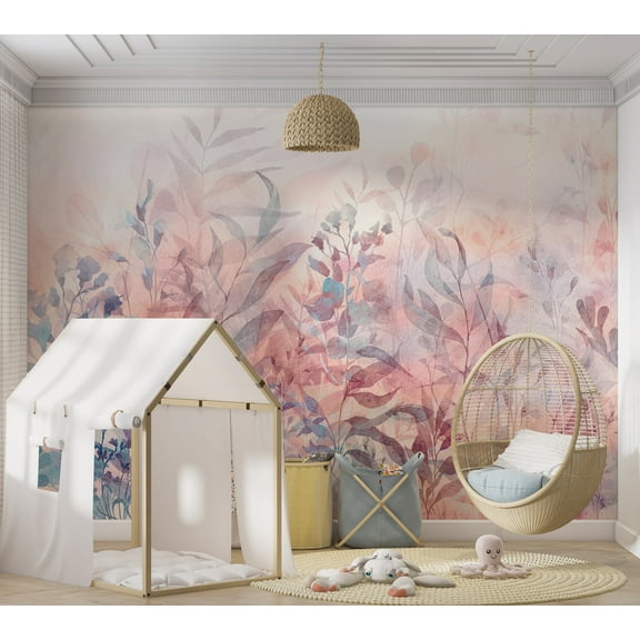 Botanical Wallpaper Wall Mural - Pastel Nature Memory