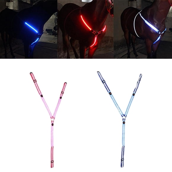 2x LED Collar De Coraza De Caballo Halter Arnés De Pecho USB Brida Halter Cola Collar de coraza de caballo