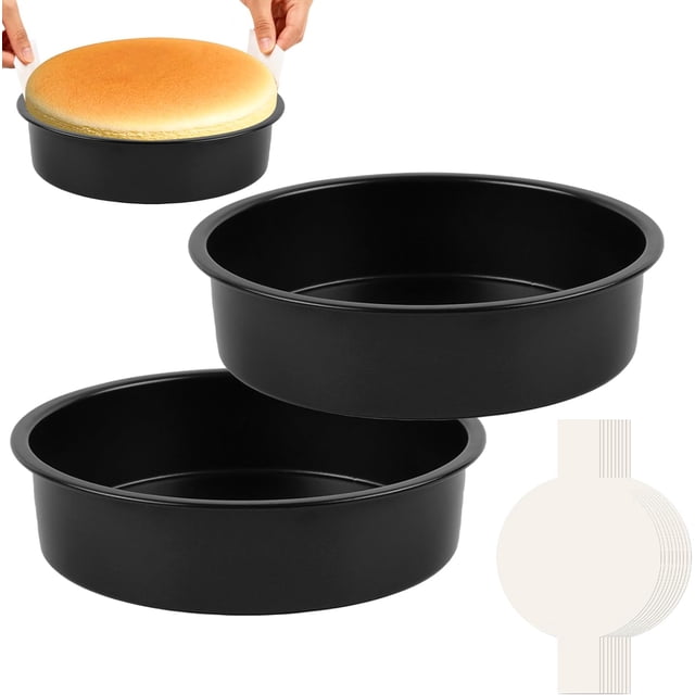 Set de 2 Moldes Redondos de Acero al Carbono de 10 Pulgadas Antiadherentes para Pasteles por Capas y Pizza