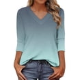 thumbnail image 2 of Jsaierl 3/4 Length Sleeve Womens Tops Casual V Neck Shirts Dressy Print Petite Blouses Work Dressy T-shirts Top S-3XL, 2 of 8