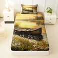 thumbnail image 2 of Feelyou Wildflower Boat Twin Sheet Sets for Men Women, Forest Lake Country Outdoor Nature Bedding, Gold Yellow, 3pcs, 2 of 3