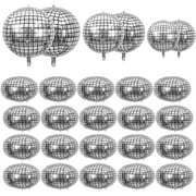 WEEKS 26 PCS Disco Ball Balloons - 4D Large Disco Different Sizes Balloons 22 Inch 18 Inch 15 Inch 10 Inch Metallic Silver Disco Balloons for 70s 80s 90s Disco Themed Party Decorations Supplies