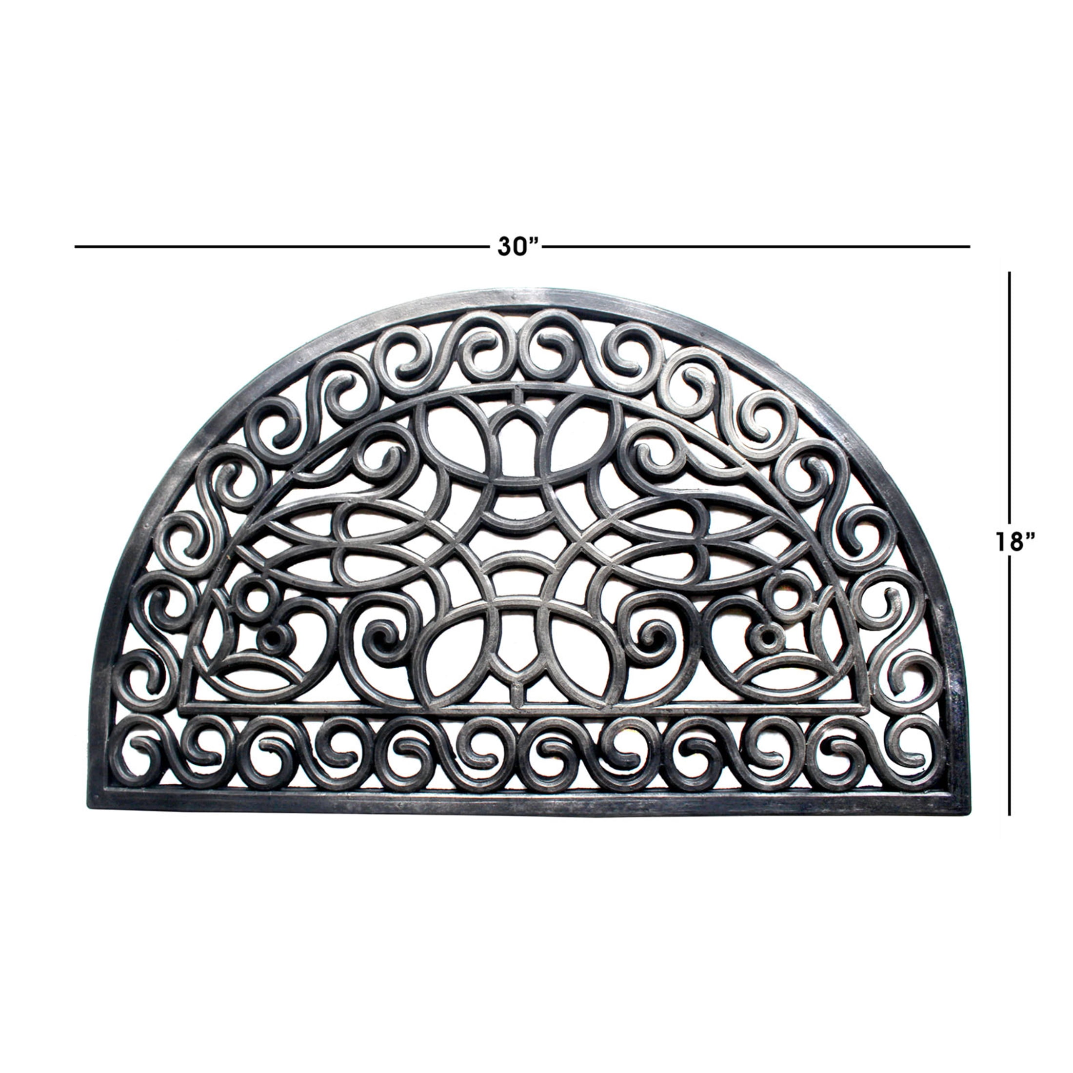 RugSmith Nickel Moulded Trellis Half-round Rubber Doormat, 18"x30"