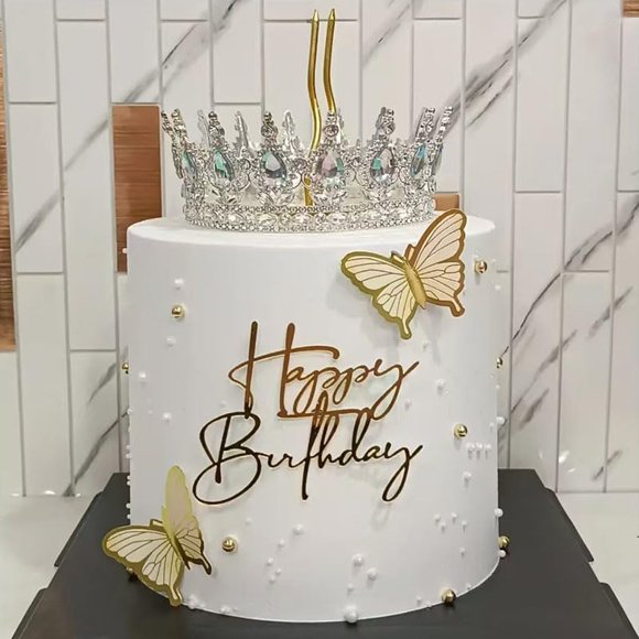 Espejo acrílico dorado con diseño de felicitación de cumpleaños para tartas Lawonter