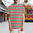 thumbnail image 2 of Gunia Boys Polo Shirt Striped Shirt With Floral Buttons Lapel Collar Pocket Casual Top Teenagers Youth Stylish Gentleman Golf Hawaiian Shirts For Boys 3-14 Years, 2 of 4