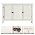thumbnail image 3 of May in Color 3-Door Buffet Cabinet with Storage, Bohemian Sideboard with Adjustable Shelves, Wood Credenza Cabinet, Console Table for Bedroom, Living Room, Dining Room, Hallway, Grayish-White, 3 of 8