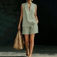 thumbnail image 2 of akafmk 2 Piece Shorts Sets for Women Linen Sleeveless Top and Shorts Loose Summer Casual Outfits, 2 of 7
