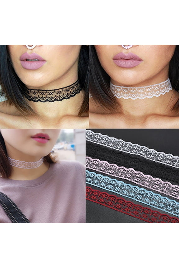 Women Choker Boho Flower Pattern Lace Gothic Punk Collar Necklace
