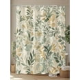 thumbnail image 4 of Sage Green Yellow Botanical Stall Shower Curtain, Waterproof Shower Curtains for Bathroom, Spring Summer Vintage Washable Fabric Cloth Bath Curtain for Bathtub Decoration with Hooks 36x72 Inches, 4 of 6