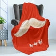 thumbnail image 4 of Christmas Soft Flannel Fleece Throw Blanket, Hairy Vivid Mustache of Santa Claus with Ho Ho Ho Lettering Happy New Year, Cozy Plush for Indoor and Outdoor Use, 50" x 70", Scarlet Cream, by Ambesonne, 4 of 5