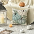 thumbnail image 6 of Sm:)e 18 x 18 Fall Thanksgiving Pillow Cover Buffalo Plaid, Blue Pumpkins Eucalyptus Leaves, 6 of 8