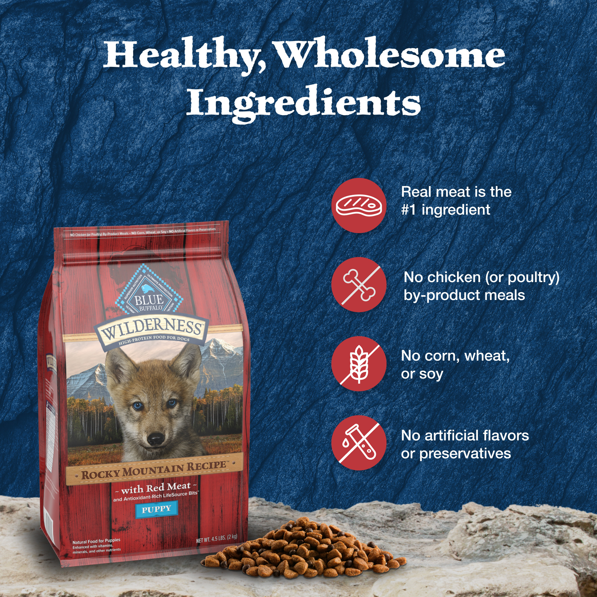 Blue Buffalo Wilderness Red Meat & Whole Grains Puppy Food, 4.5 lb photo 6