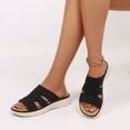 thumbnail image 3 of Rexoro Women Breathable Knit Slippers Lightweight Non-Slip Sandals Slip On Shoes Indoor Outdoor Summer Casual Daily Wear Black 7.5, 3 of 6
