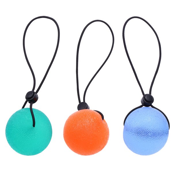 3 piezas de empuñaduras de mano fortalecedor de agarre de dedos, terapia de bolas, ejercicio, exprimir huevos, bolas de estrés con cuerdas, equipos de fitness (verde / naranja / azul)