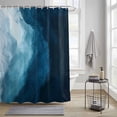 thumbnail image 3 of Ocean Blue Gradient Shower Curtain, Wave Beach Coastal Waterproof Shower Curtain Set with 12 Hooks Lightweight Bath Curtains Fabric Bathroom Decor 72x78 Inches, 3 of 9