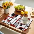 thumbnail image 2 of Red Black Grey Geometric Placemats Set of 4, Middle Century Modern Abstract Art Placemats for Dining Table, Place Mats for Kitchen Tabletop, Waterproof Wipeable Dining Table Mats Set, 2 of 9