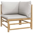 thumbnail image 2 of vidaXL 2 Piece Garden Lounge Set with Light Grey Cushions Bamboo, 2 of 5