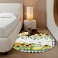 thumbnail image 3 of Round Area Rug 4 Ft, Sunflowers Washable Non-Slip Circle Carpet for Living Room/Bedroom, Spring Farmhouse Country Truck Floral Black Plaid Low-Profile Crawling Mats Collection Rugs for Indoor, 3 of 7