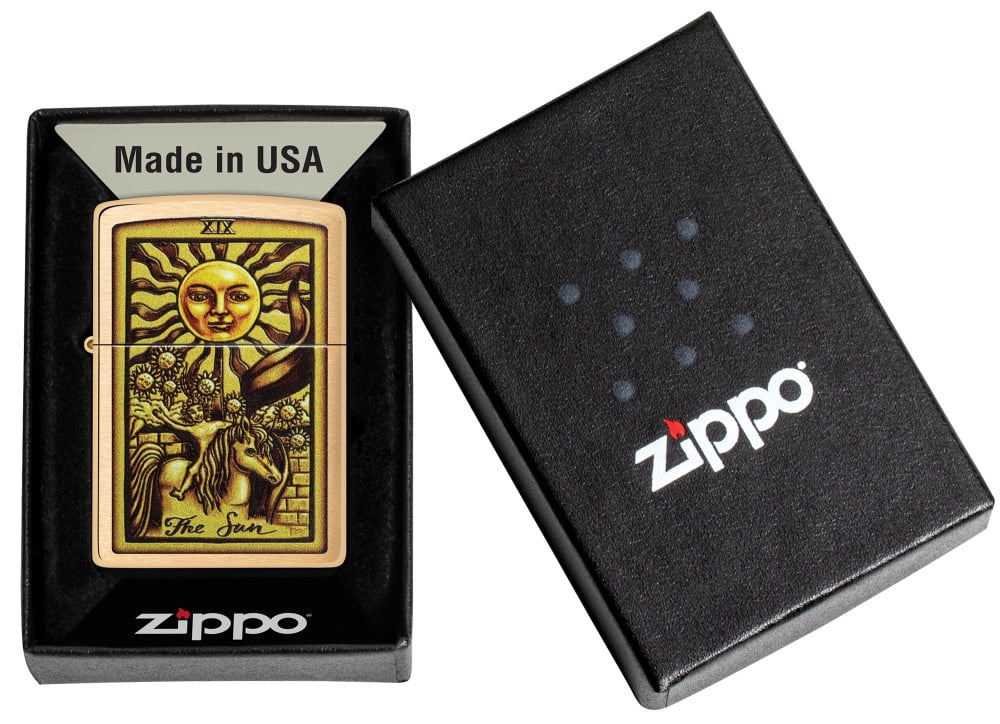 Zippo Tarot Card Brushed Brass Pocket Lighter