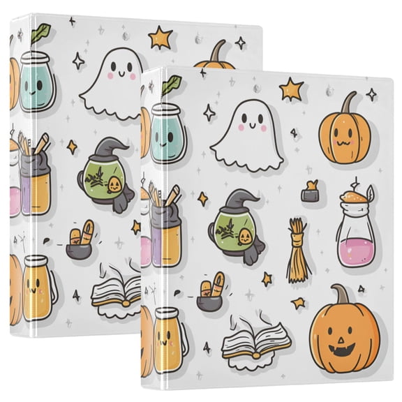 FORMRS 3 Ring Binder 1.5 inch with Pockets Set of 2 Clip Board 200 Sheets Capacity, Magical Halloween