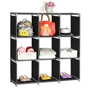 Cfowner 3 Tiers 9 Cubes Shelf Organizers, Book Shelf Cube for Clothes, Bookcase Plastic Storage Cabinets for Bedroom Living Room Office - Black