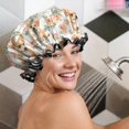 thumbnail image 5 of Shower Caps,Corgi Dog and Flower Florals Waterproof Shower Cap for Women 4 Pieces,Double Reusable Hair Cover for Shower PEVA Elastic Stretch Hem, 5 of 7