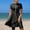 Swimwear-613Black, variant on Swimsuits for Women High Neck Half Zip Swimdress Bathing Suits Smooth Solid Asymmetric Skirted Boyshorts Modest Full Coverage Water Sports Surfing