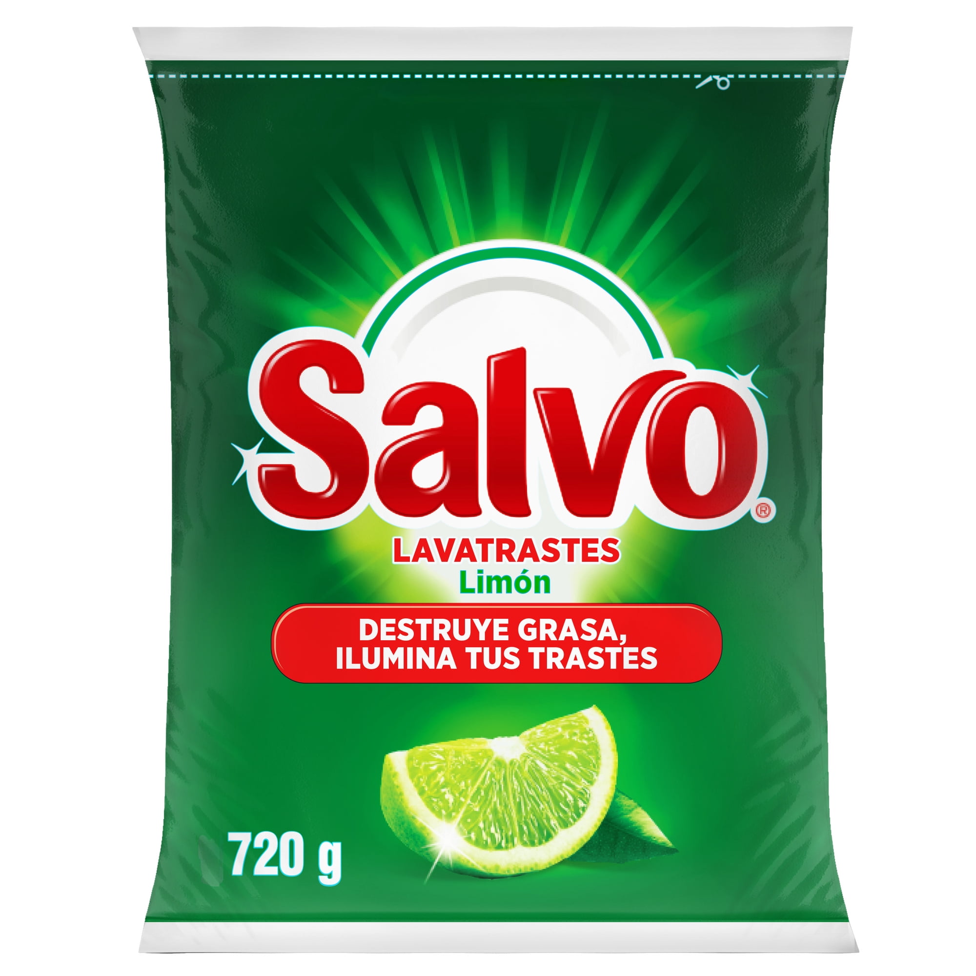 Detergente en Polvo Lavatrastes Salvo Limón Destruye Grasa 720g