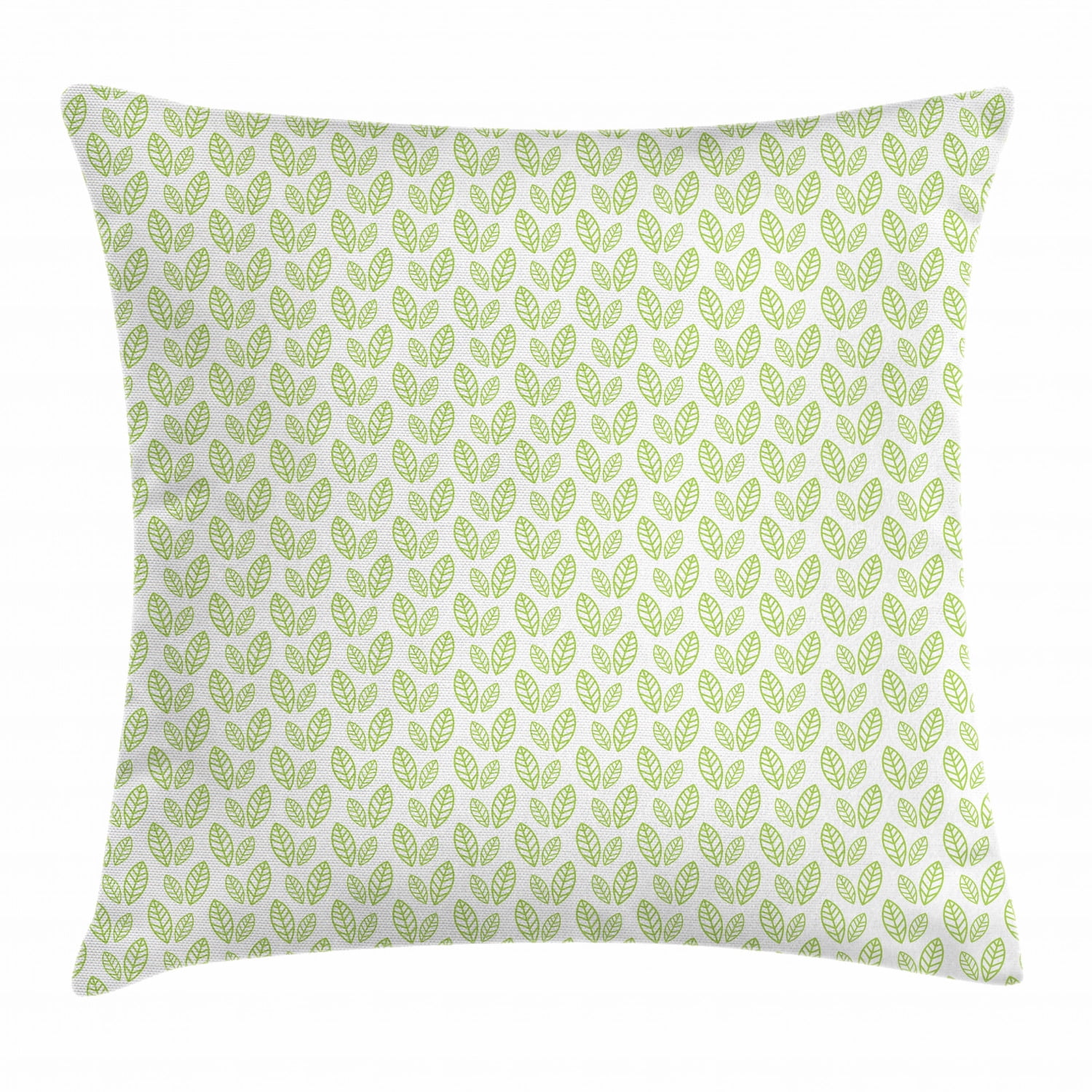 Green Leaf Throw Pillow Cushion Cover, Simple Organic Pattern with