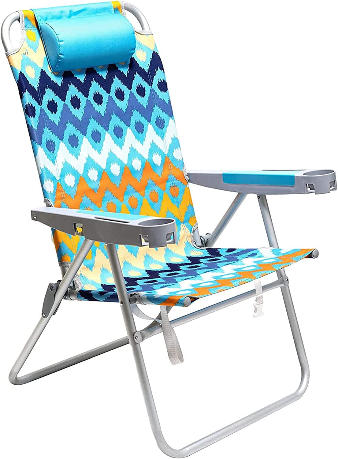 Extra Wide 28" Folding Beach Chair 5 Position Lay Flat, Portable 17