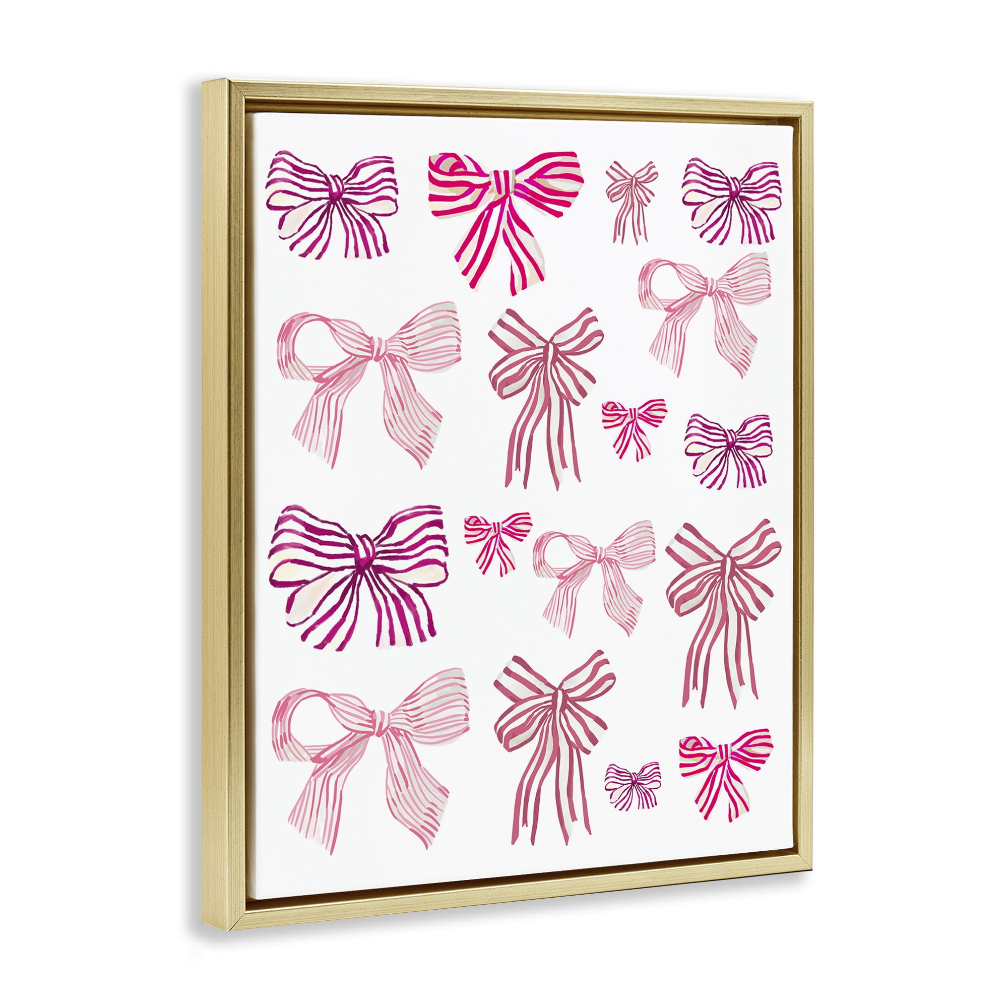 Stupell Industries Varied Pink Bows Beauty & Fashion Painting Gold Floater Framed Art Print Wall Art, 25 x 31