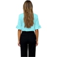 thumbnail image 5 of 3/4 Length Sleeve Womens Tops Solid Color V Neck Spring Shirts Ladies Top Summer Shirt Casual Blouse Turquoise M, 5 of 5