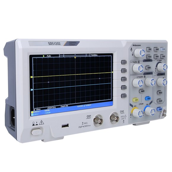 Oscilloscope Numérique Lcd Oscilloscope 2 Canaux Sds1202 Oscilloscope OWON Sds1202 200MHz 1GS/s 7 Po Lcd Multifonction Numérique 2 Canaux Oscilloscope Prise 100-240V