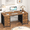 Rustic Brown, variant on 50 Inch White Computer Desk with 8 Drawers, Home Office Desk with Power Outlets, Work Study Gaming Desk with 8 Fabric Drawers, White