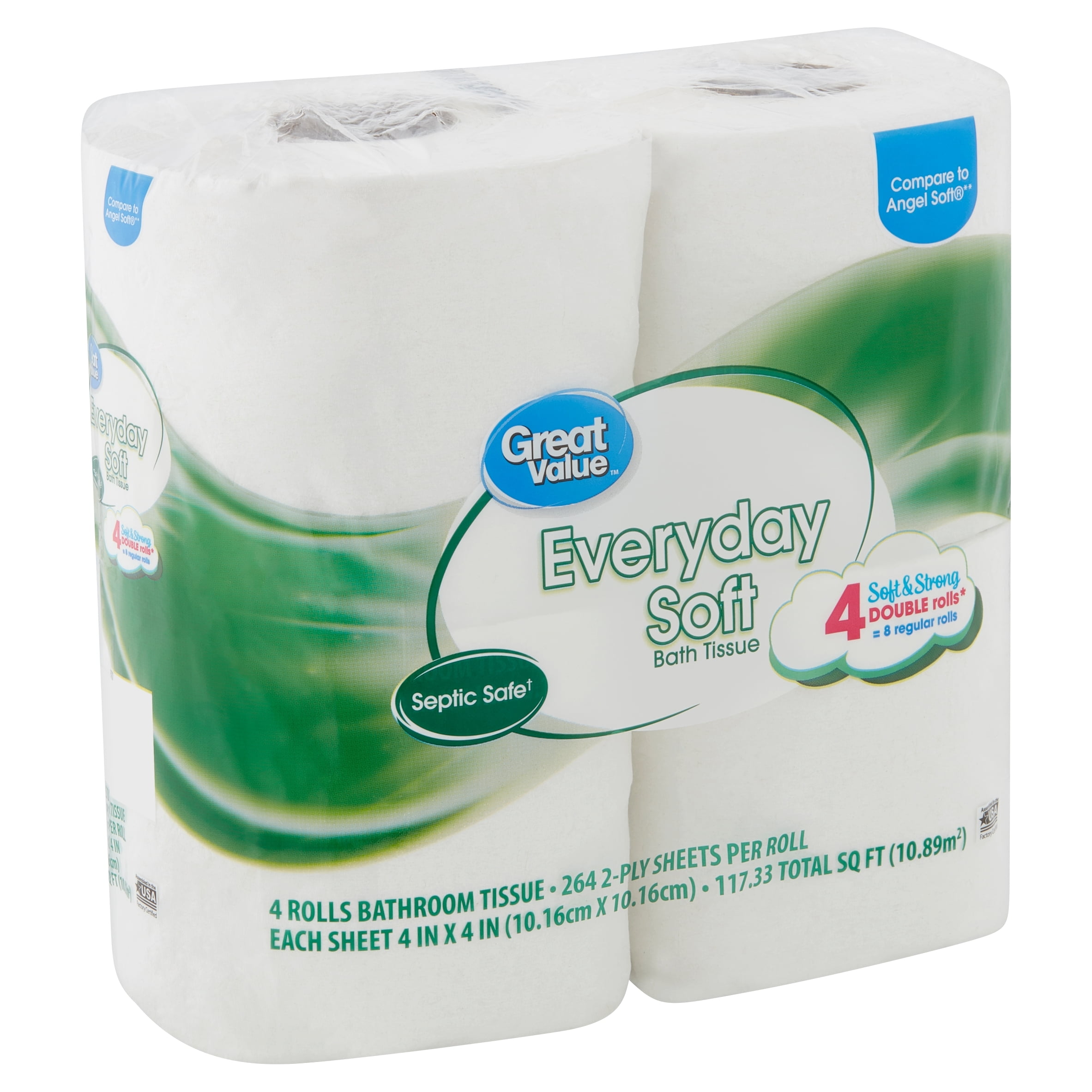 Great Value Everyday Soft Bath Tissue, 4 count Walmart Inventory